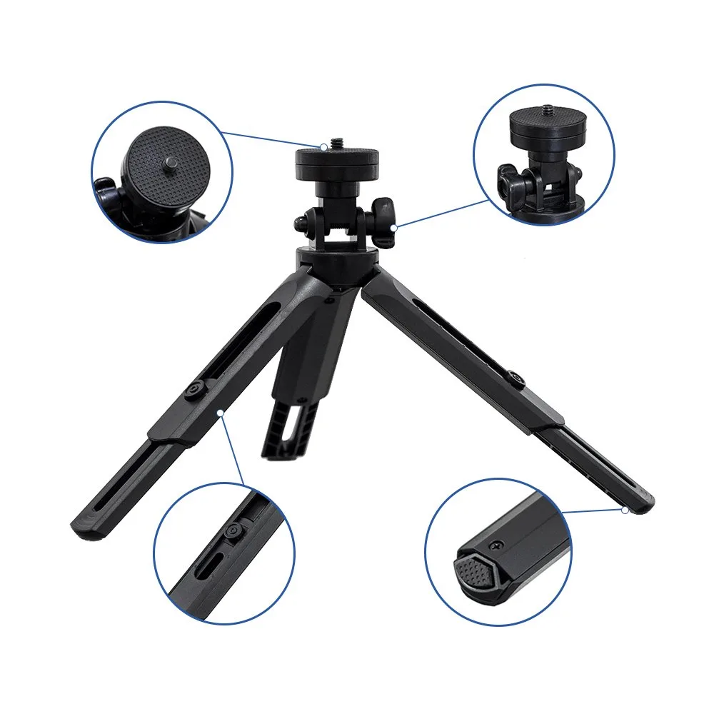 Mini suport pentru trepied pentru selfie-uri, telefoane, camere foto și GoPro, 16-21 cm, negru 9