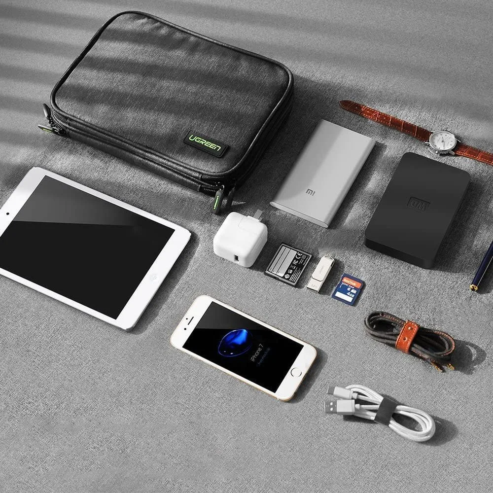 Táska/doboz HDD-hez, SSD-hez, telefonhoz, kábelekhez és kiegészítőkhöz – szürke 7