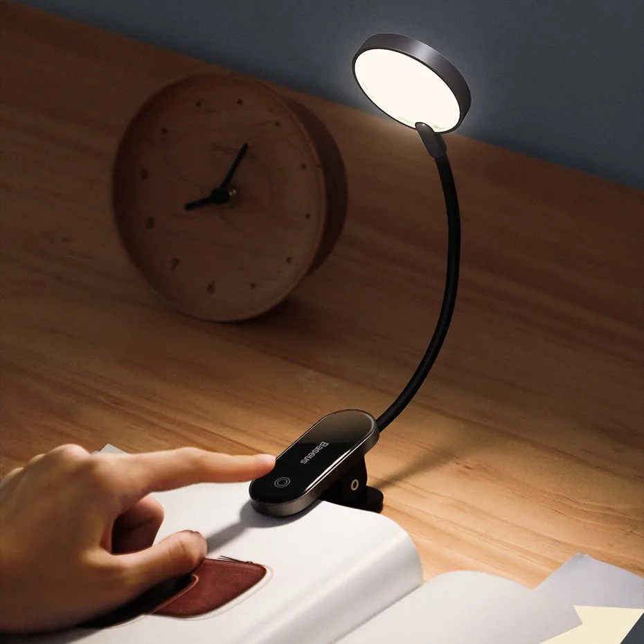 Mini LED screen reading lamp with clip, gray 11