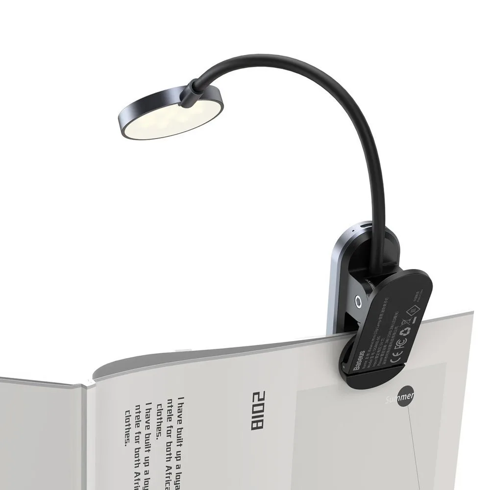 Mini LED screen reading lamp with clip, gray 3