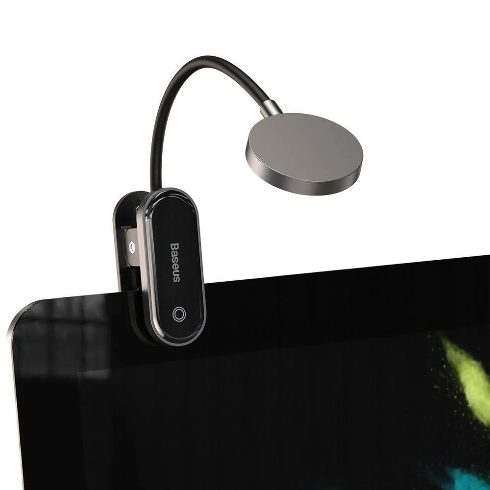 Mini LED screen reading lamp with clip, gray 4