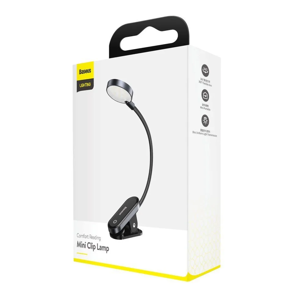 Mini LED screen reading lamp with clip, gray 5