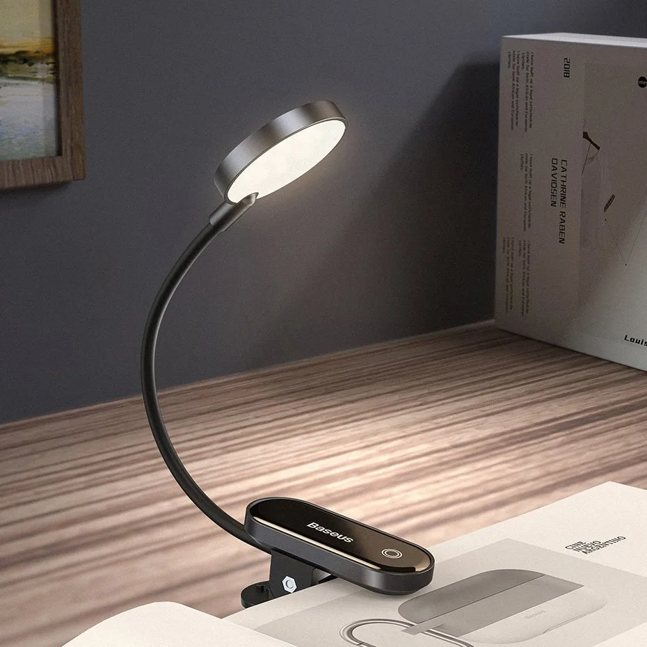 Mini LED screen reading lamp with clip, gray 9
