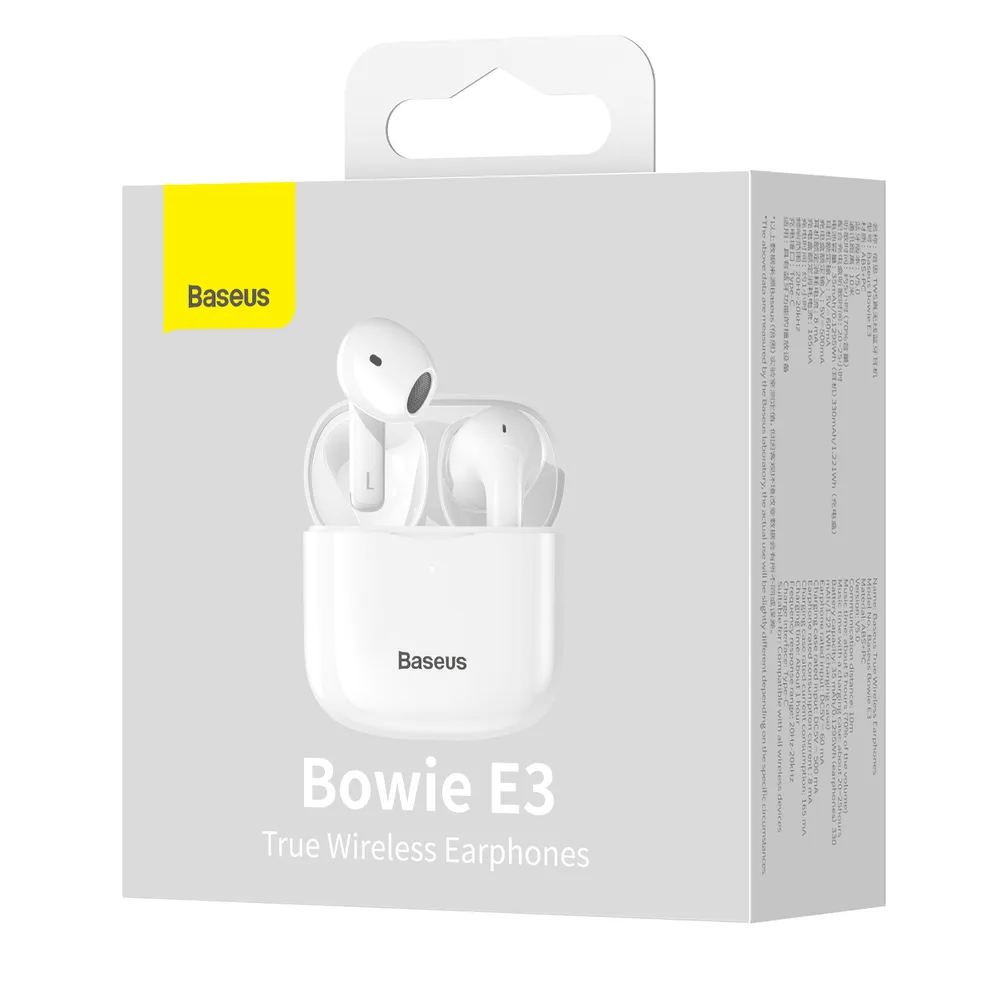 Wireless Bluetooth 5.0 TWS Earbuds, IP64 Waterproof, E3 White 5