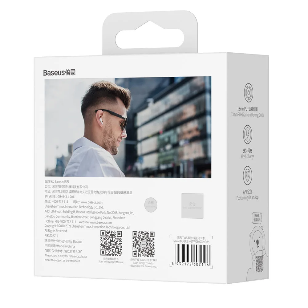 Wireless Bluetooth 5.0 TWS Earbuds, IP64 Waterproof, E3 White 6