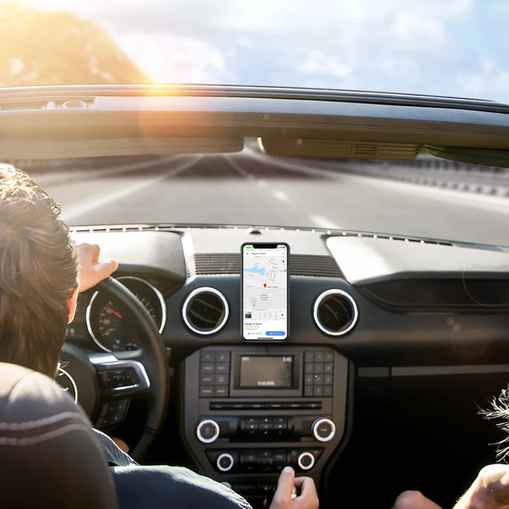 Magnetic adhesive car phone mount for the dashboard, black 6