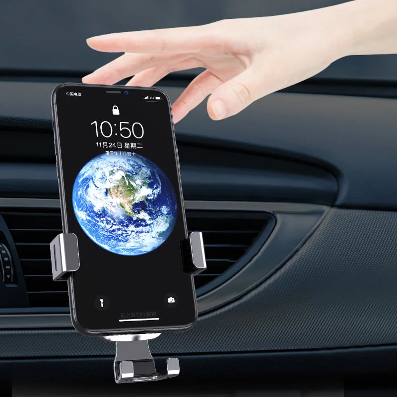 Schwerkraft-Autohalterung für Smartphones für die Lüftungsdüse, silber 4