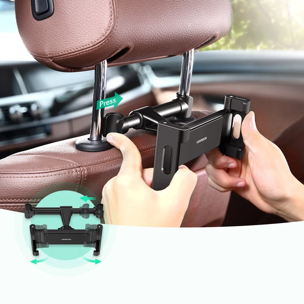 Suport auto pentru smartphone-uri și tablete, se fixează pe tetieră, negru 6