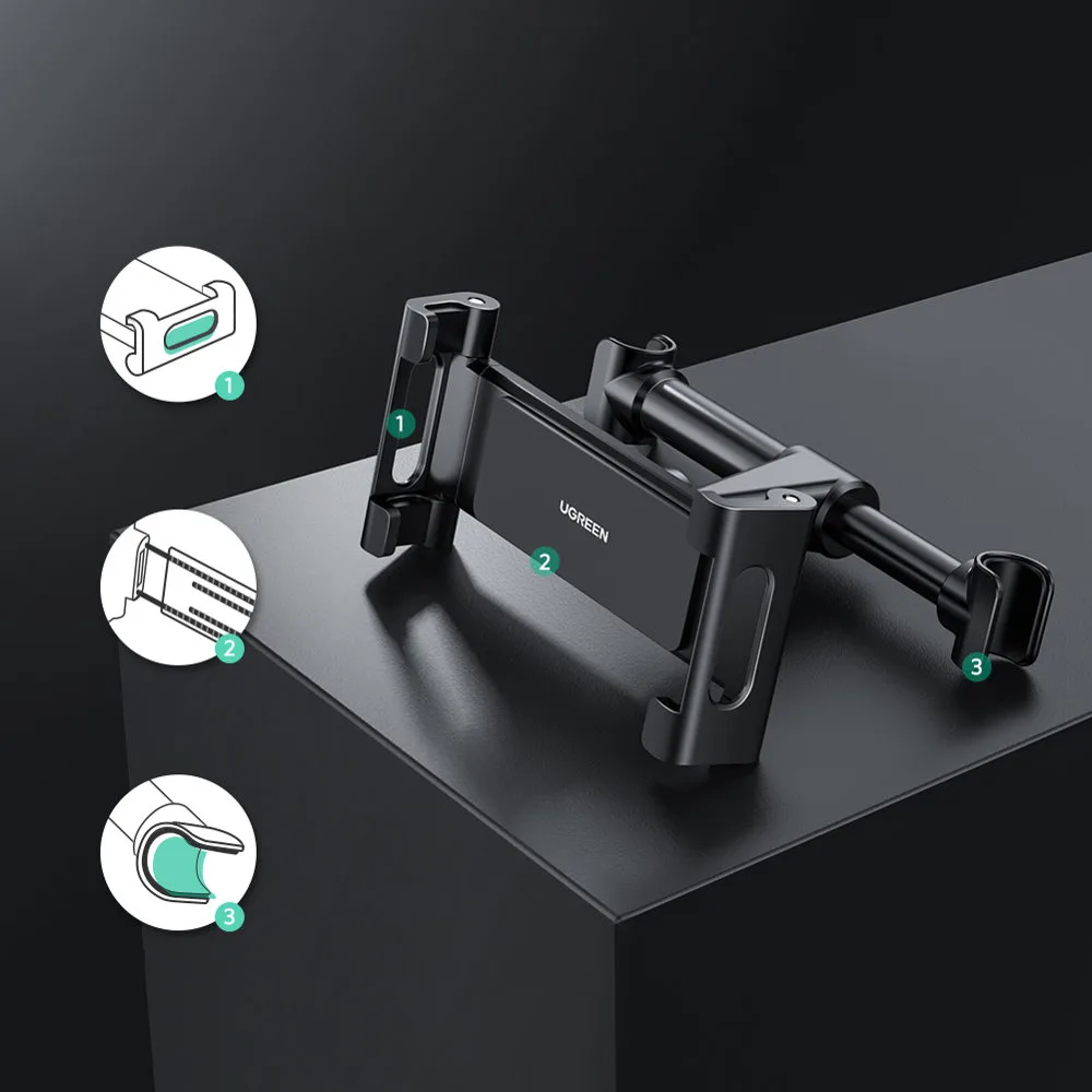 Suport auto pentru smartphone-uri și tablete, se fixează pe tetieră, negru 7