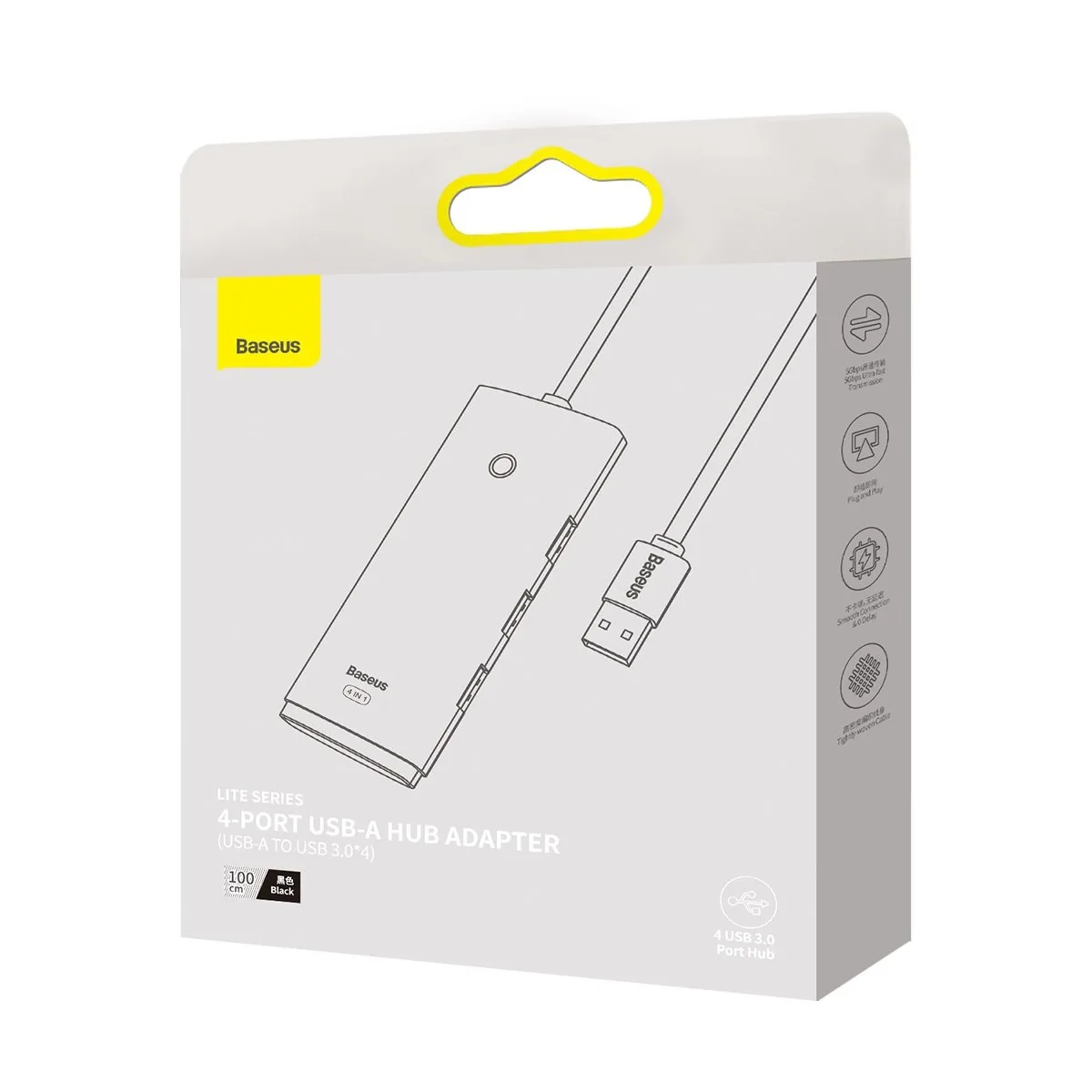 USB-A – 4xUSB-A 3.0 5 Gb/s Lite sorozatú USB-elosztó adapter, fekete 5