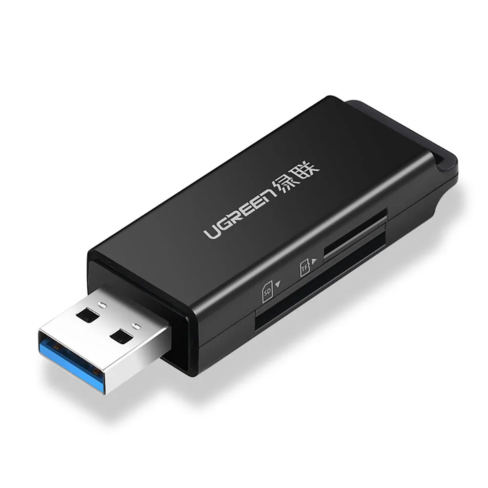 Hordozható TF/SD kártyaolvasó USB 3.0-val, fekete