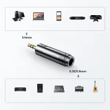 3,5 mm-es (hím) – 6,35 mm-es mini jack (nő) audio adapter, szürke 9
