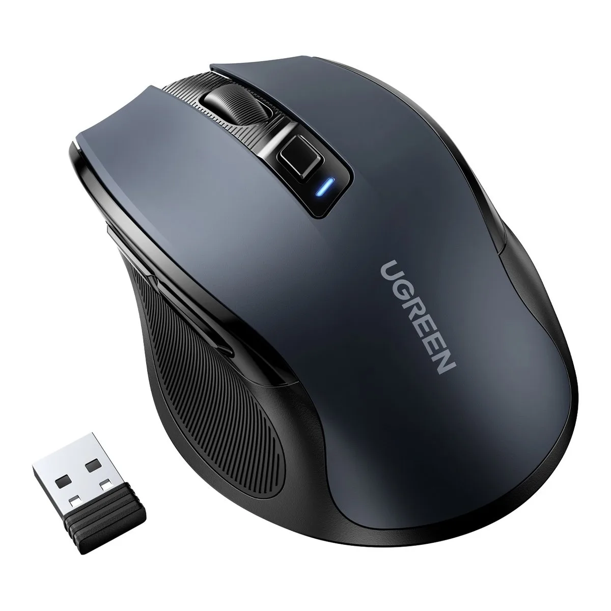 Ergonómikus, vezeték nélküli, optikai USB 2,4 GHz-es, 4000 DPI-s egér, fekete