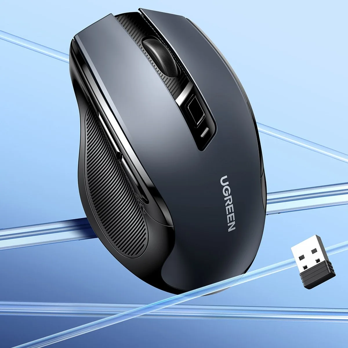 Ergonómikus, vezeték nélküli, optikai USB 2,4 GHz-es, 4000 DPI-s egér, fekete 3
