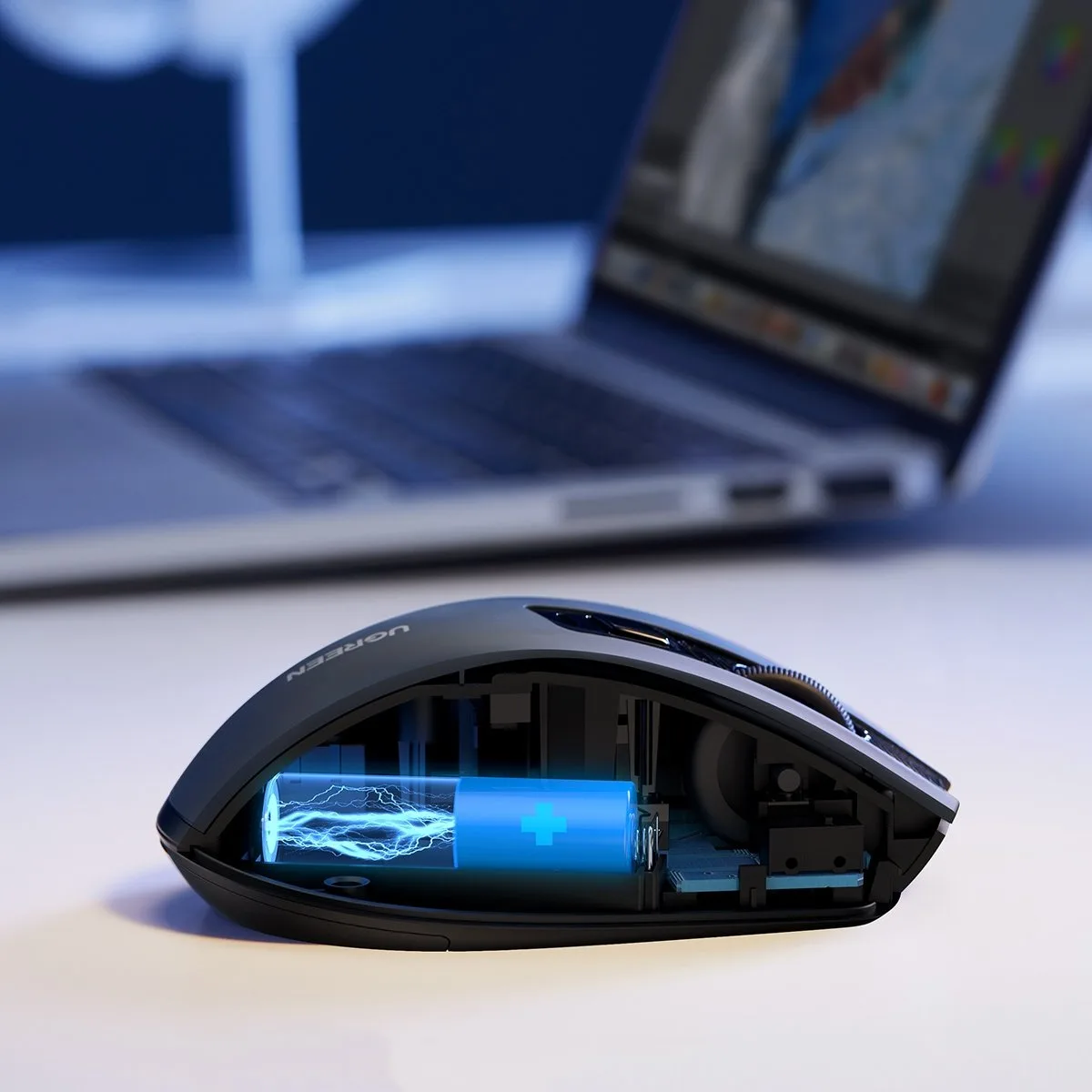 Ergonómikus, vezeték nélküli, optikai USB 2,4 GHz-es, 4000 DPI-s egér, fekete 9