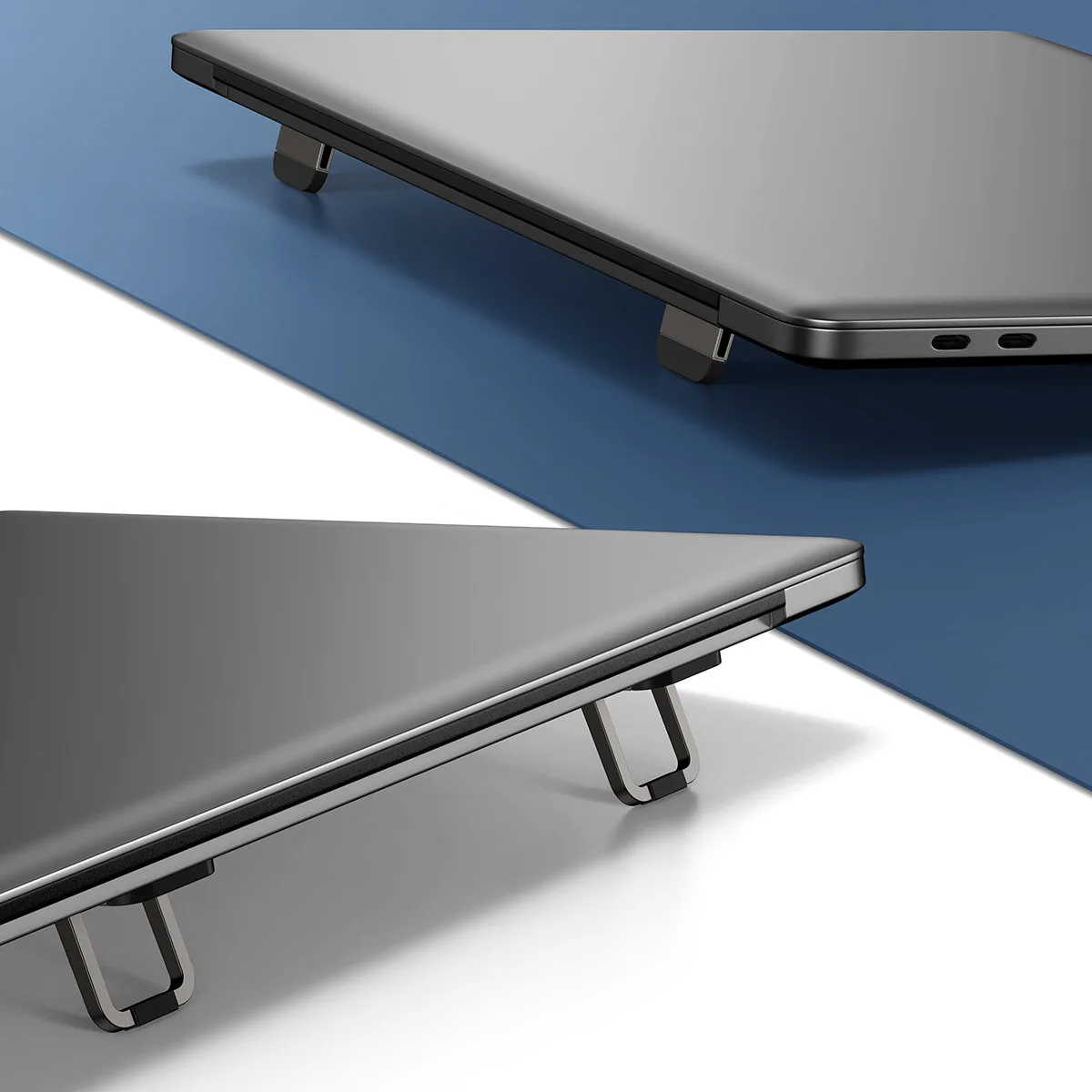 Adhesive, foldable laptop stands, 2-pack, gray 11