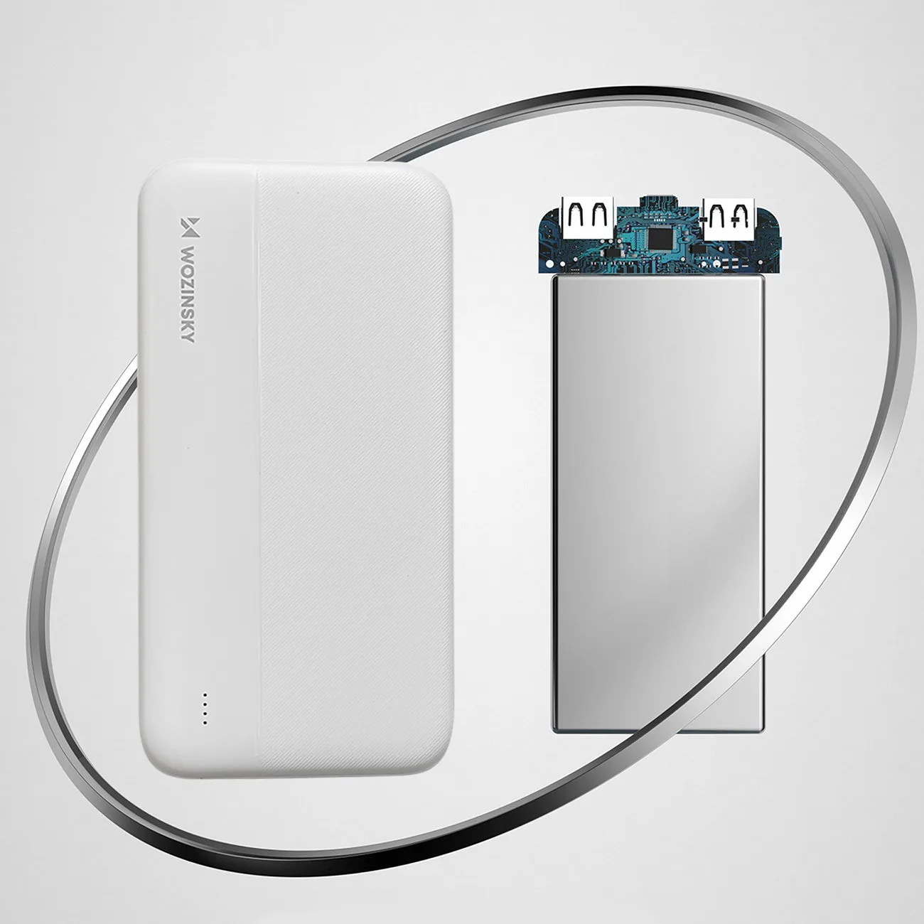Baterie externă Li-Po 10000mAh 2xUSB Alb 8