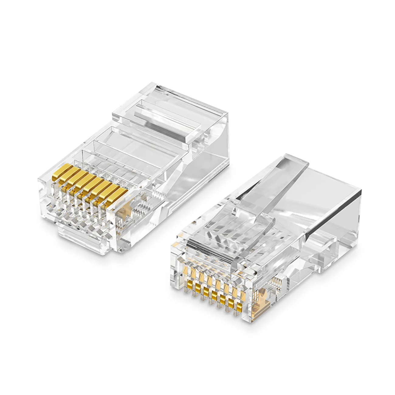 RJ45 8P8C UTP Cat. 5/5e sodrott érpár csatlakozó, átlátszó, 100 db.