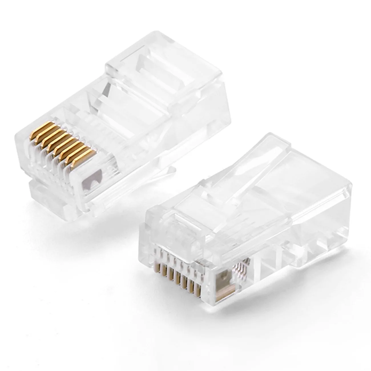 RJ45 8P8C UTP Cat. 5/5e sodrott érpár csatlakozó, átlátszó, 100 db.
