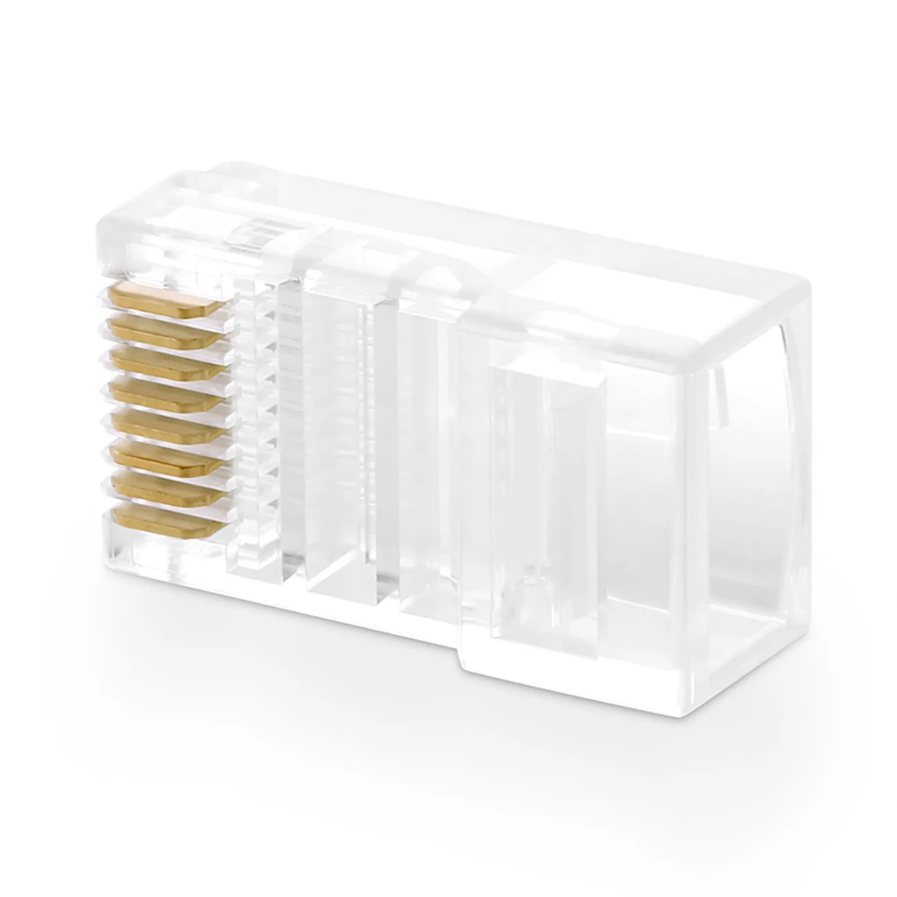 RJ45 8P8C UTP Cat. 5/5e sodrott érpár csatlakozó, átlátszó, 100 db. 4