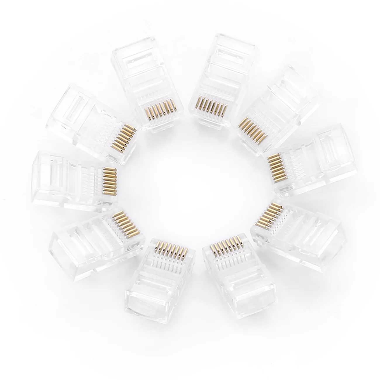 RJ45 8P8C UTP Cat. 5/5e sodrott érpár csatlakozó, átlátszó, 100 db. 6