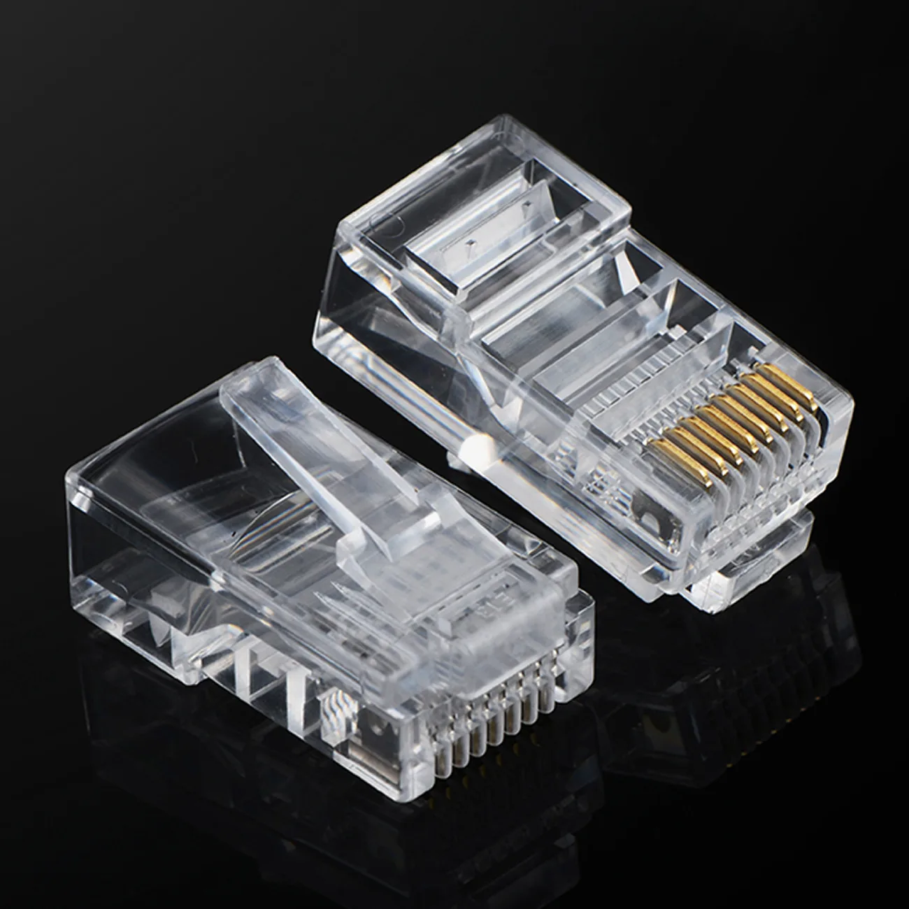 RJ45 8P8C UTP Cat. 5/5e sodrott érpár csatlakozó, átlátszó, 100 db. 7