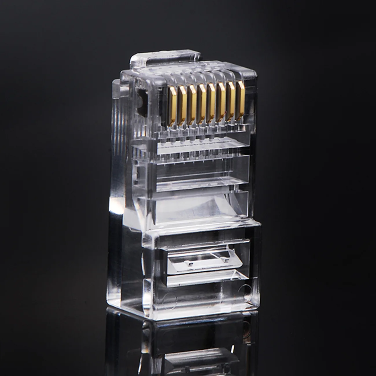 RJ45 8P8C UTP Cat. 5/5e sodrott érpár csatlakozó, átlátszó, 100 db. 8