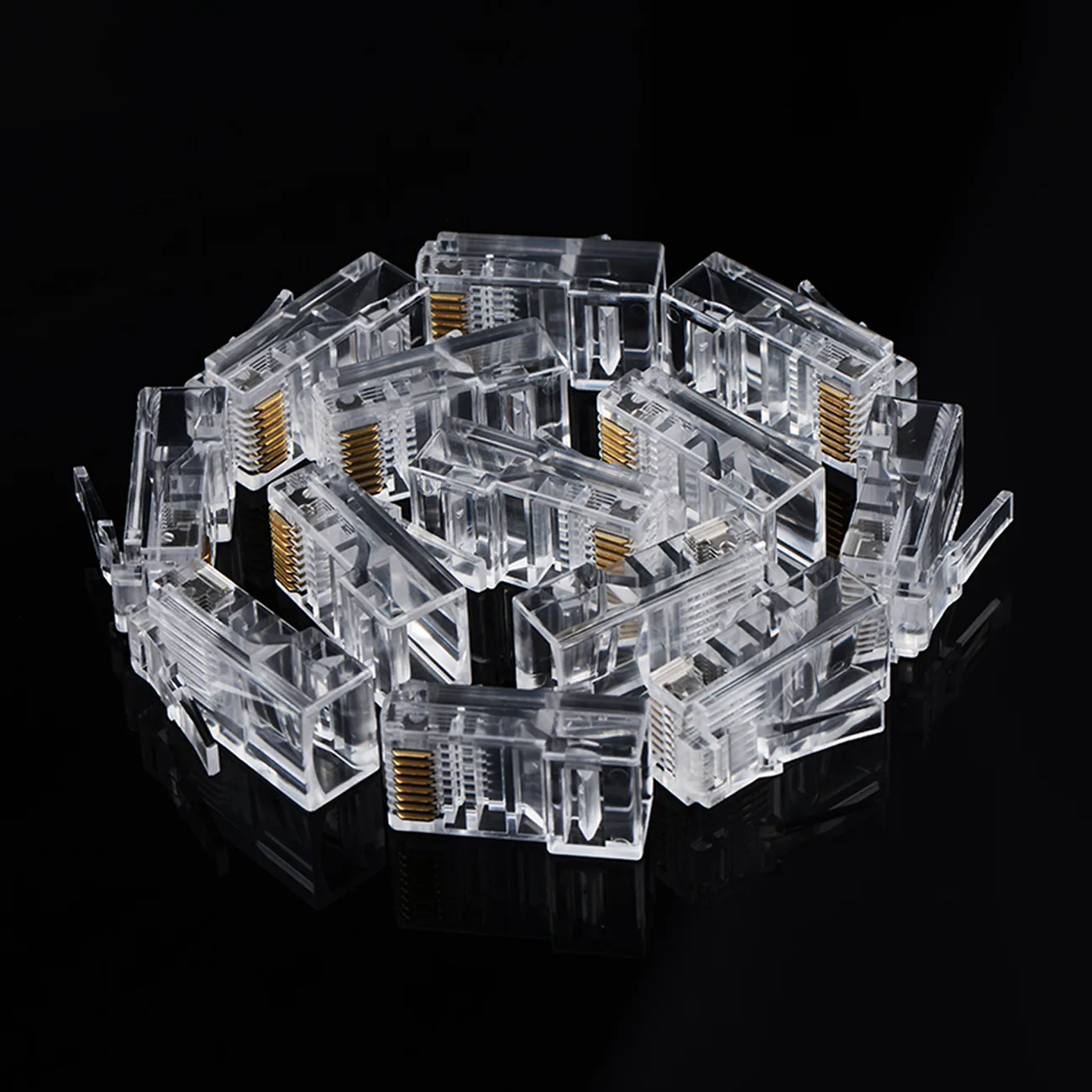 RJ45 8P8C UTP Cat. 5/5e sodrott érpár csatlakozó, átlátszó, 100 db. 9