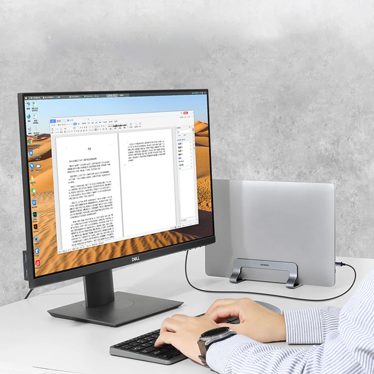 Alumínium laptop- és tablet-tartó, függőleges, ezüst 2