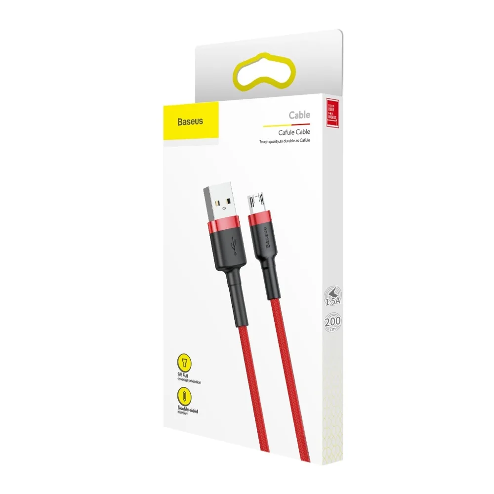 Tartós, rugalmas USB–microUSB kábel, 1,5 A, 2 m, piros 10