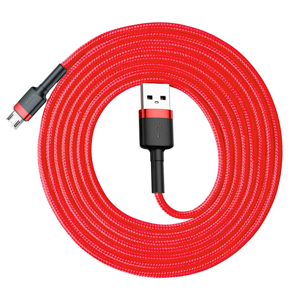 Tartós, rugalmas USB–microUSB kábel, 1,5 A, 2 m, piros 2