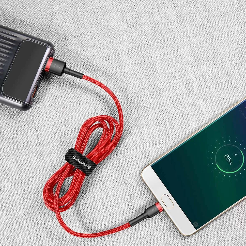 Tartós, rugalmas USB–microUSB kábel, 1,5 A, 2 m, piros 6