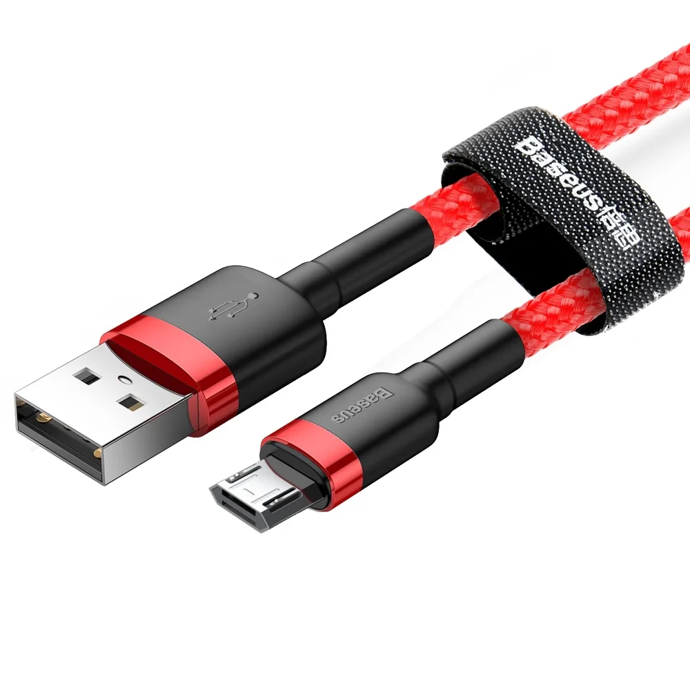 Tartós, rugalmas USB–microUSB kábel, 1,5 A, 2 m, piros 9