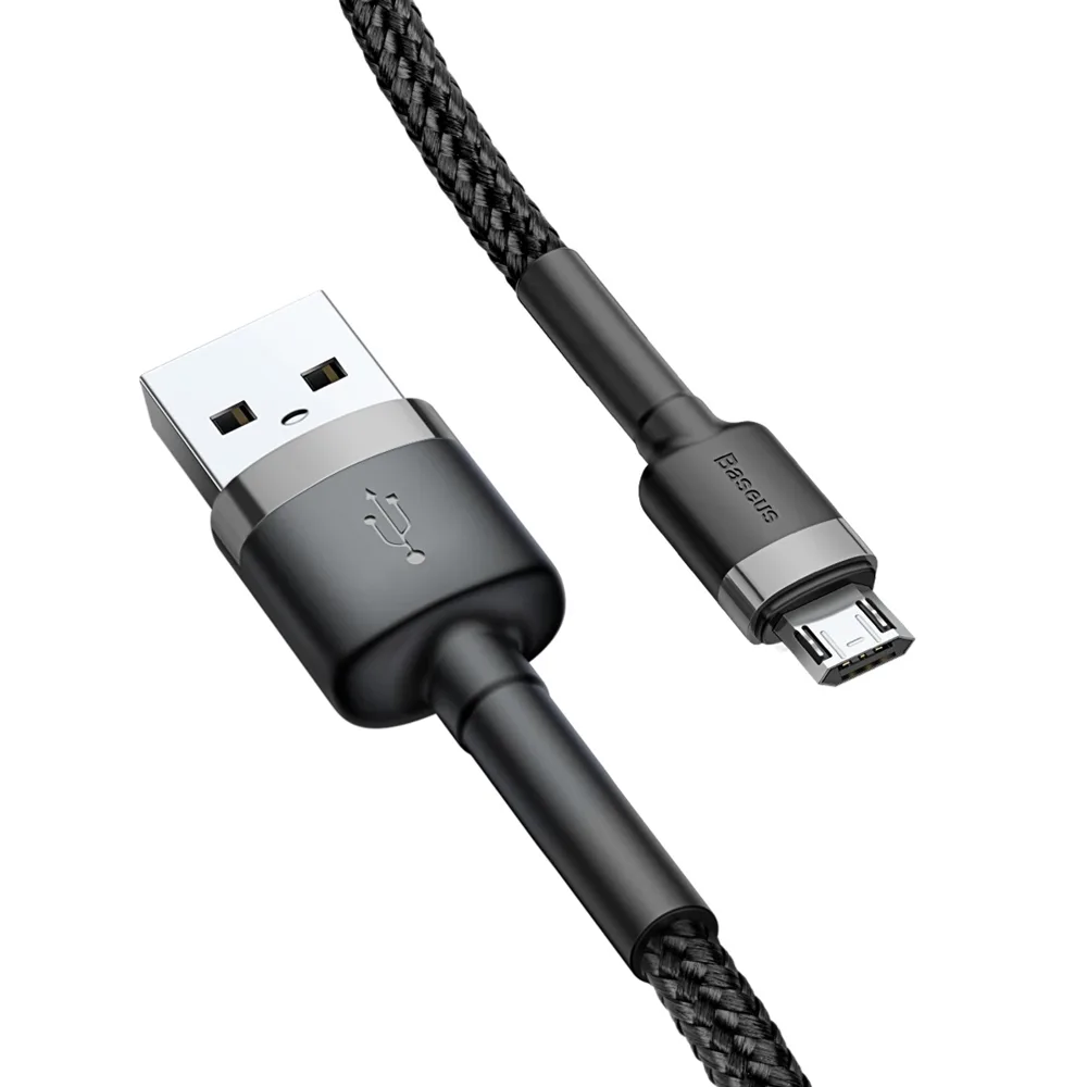 Tartós, rugalmas USB–microUSB kábel, 1,5 A, 2 m, fekete és szürke 4