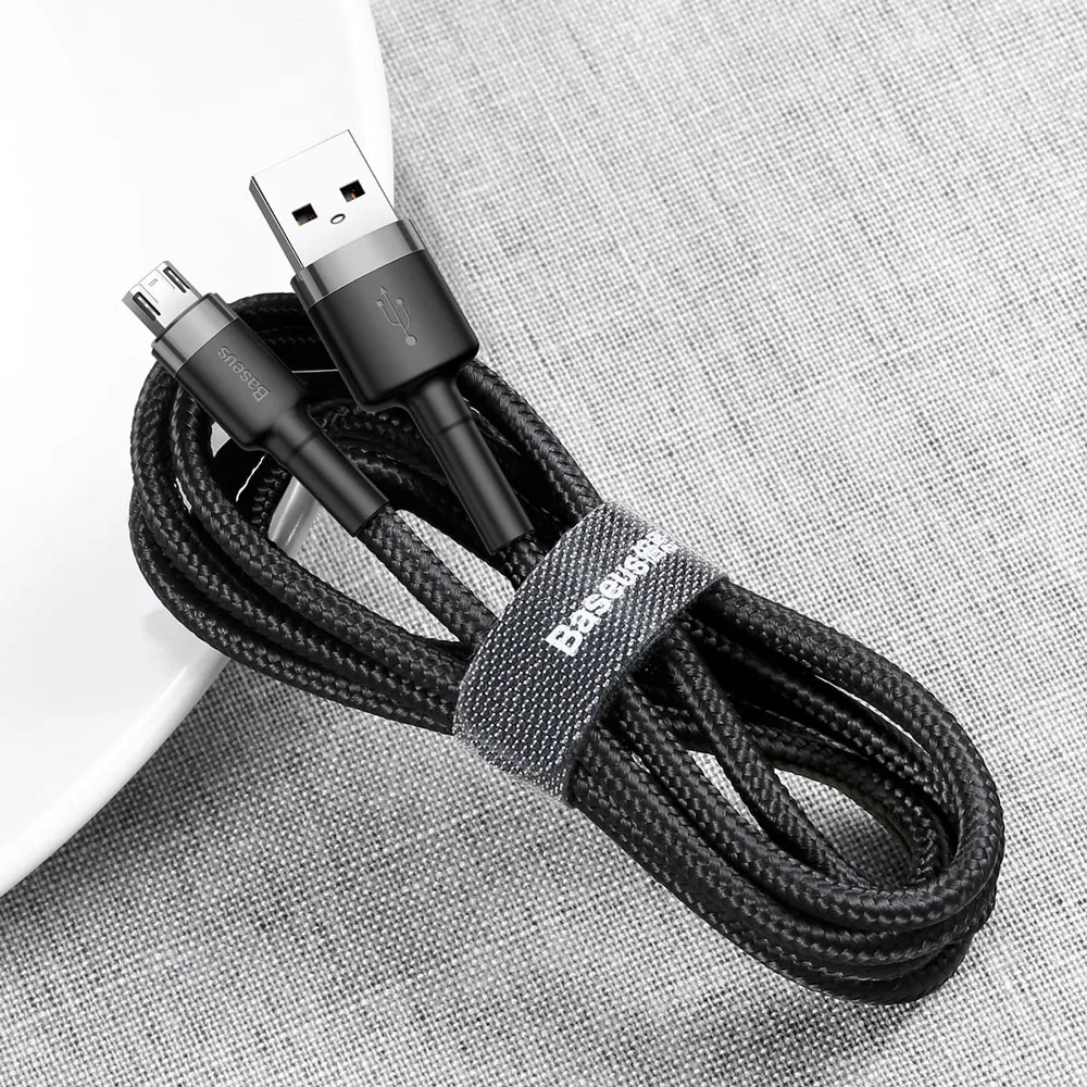 Tartós, rugalmas USB–microUSB kábel, 1,5 A, 2 m, fekete és szürke 8