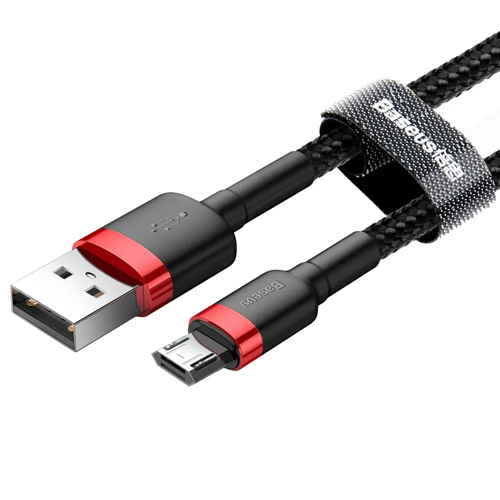 Tartós, rugalmas USB–microUSB kábel, 1,5 A, 2 m, fekete és piros 11