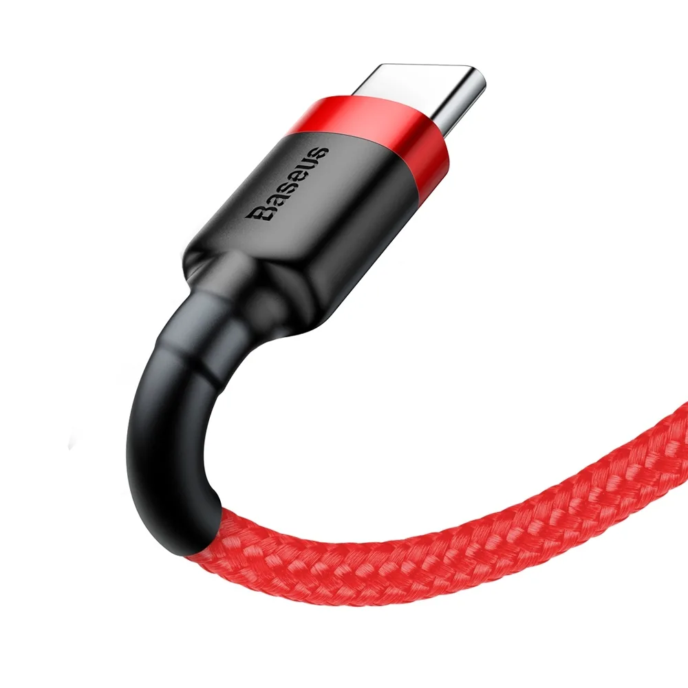 Tartós, rugalmas USB-C QC3.0 3A 0,5 m-es piros kábel 2