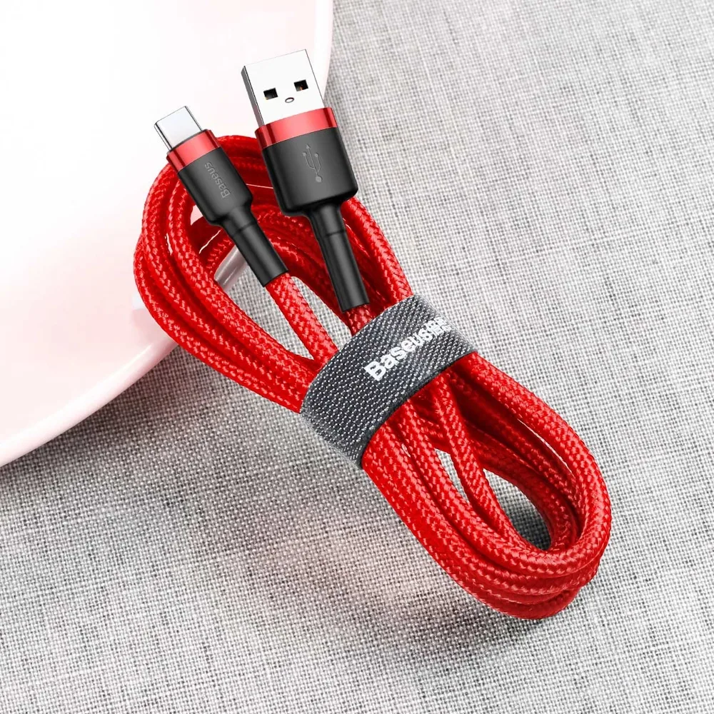Tartós, rugalmas USB-C QC3.0 3A 0,5 m-es piros kábel 4