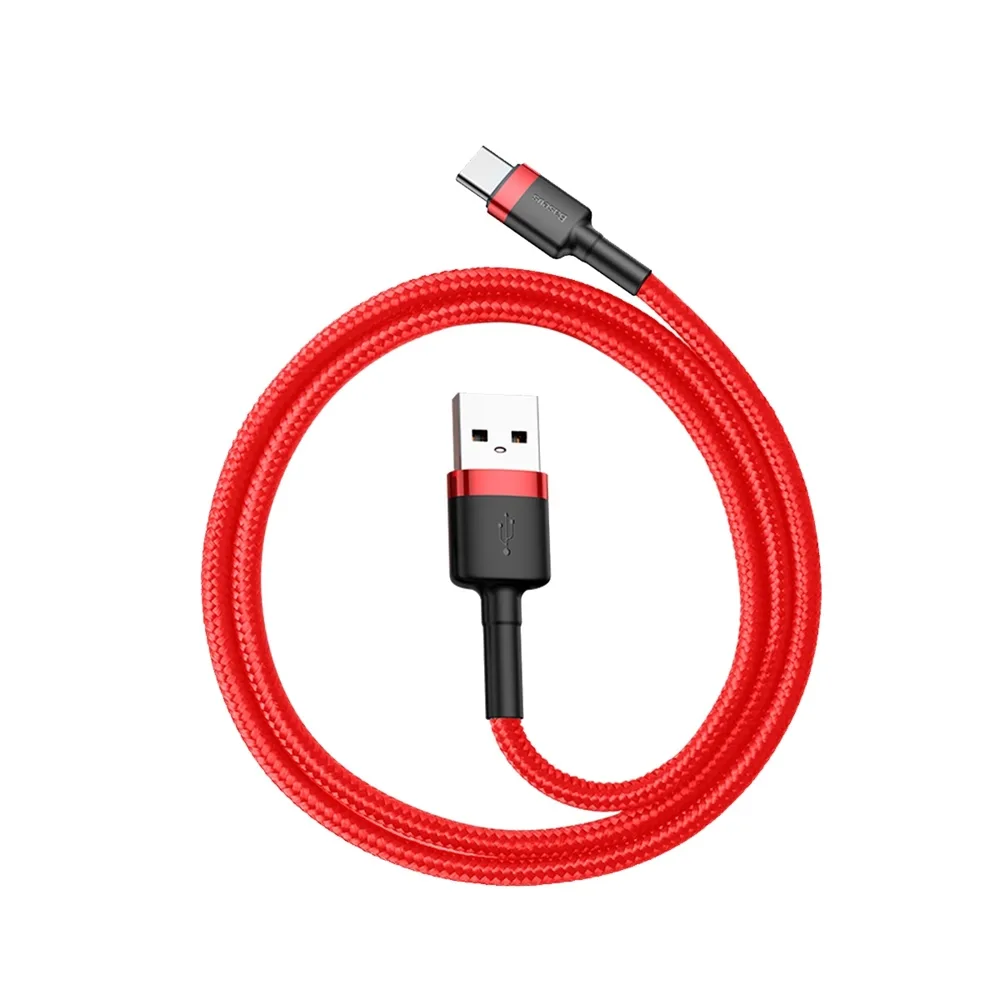 Tartós, rugalmas USB-C QC3.0 3A 0,5 m-es piros kábel 8