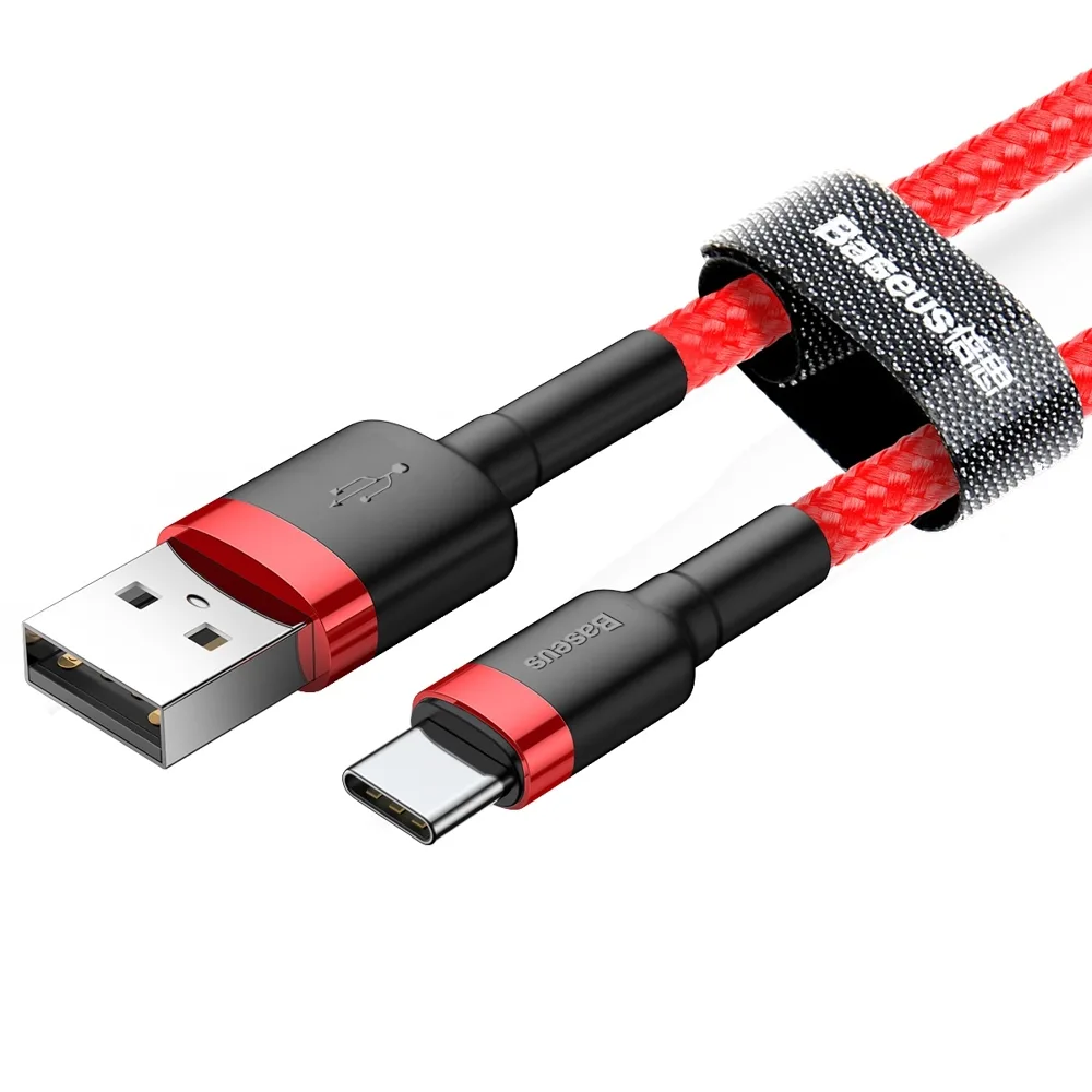 Tartós, rugalmas USB-C QC3.0 3A 1 m-es piros kábel 3