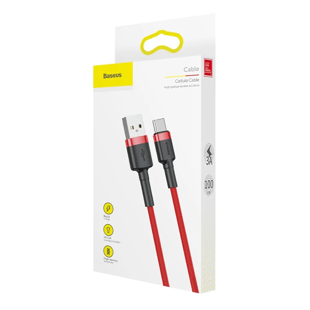 Tartós, rugalmas USB-C QC3.0 3A 1 m-es piros kábel 9