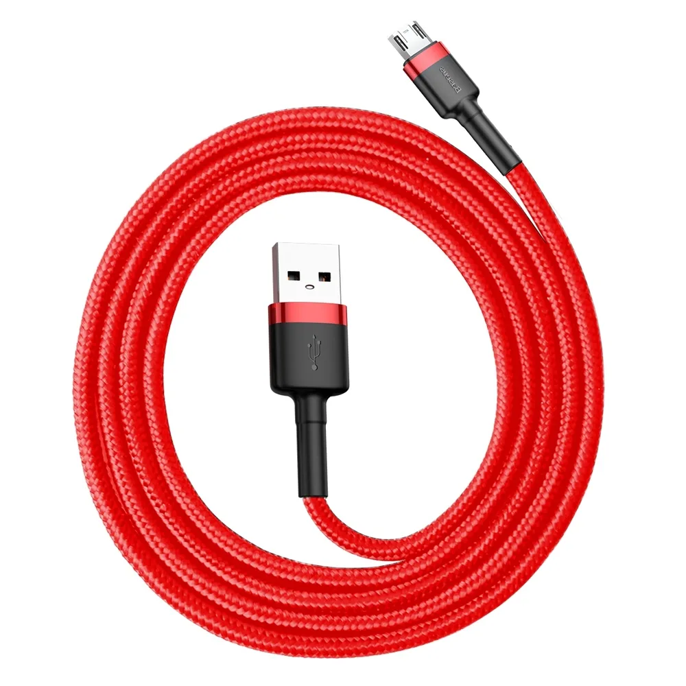 Tartós, rugalmas USB microUSB QC3.0 2,4 A 1 m-es piros kábel 2