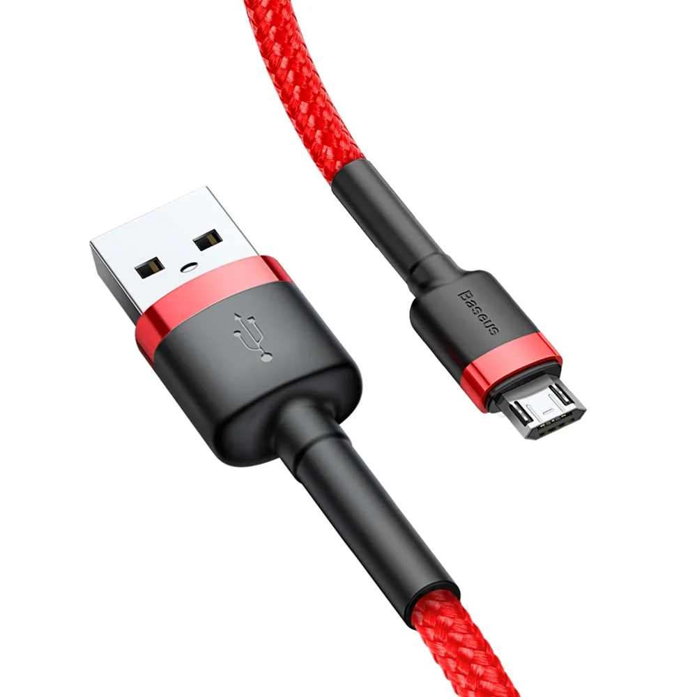 Tartós, rugalmas USB microUSB QC3.0 2,4 A 1 m-es piros kábel 3