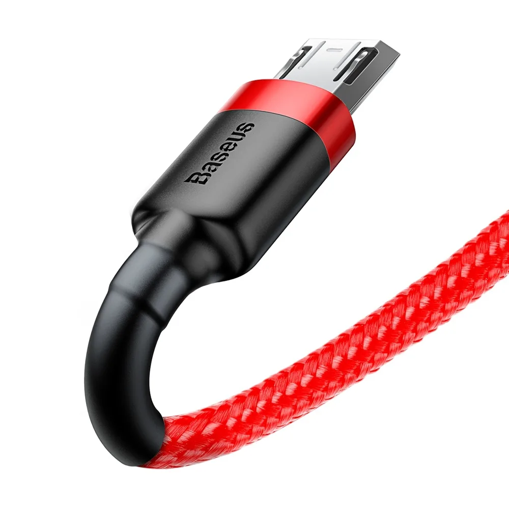 Tartós, rugalmas USB microUSB QC3.0 2,4 A 1 m-es piros kábel 4