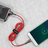 Wytrzymały elastyczny kabel przewód USB microUSB QC3.0 2.4A 1M czerwony 5