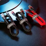 Wytrzymały elastyczny kabel przewód USB microUSB QC3.0 2.4A 1M czerwony 7