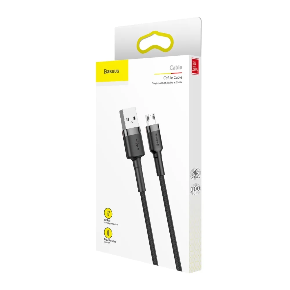 Tartós, rugalmas USB–microUSB QC3.0 2,4 A 1 m-es kábel, fekete és szürke 11