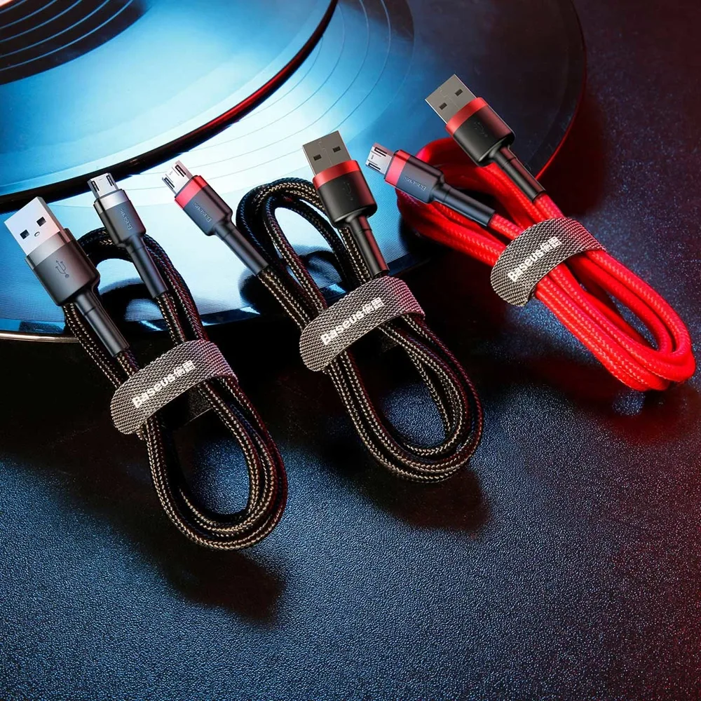 Tartós, rugalmas USB–microUSB QC3.0 2,4 A 1 m-es kábel, fekete és szürke 9