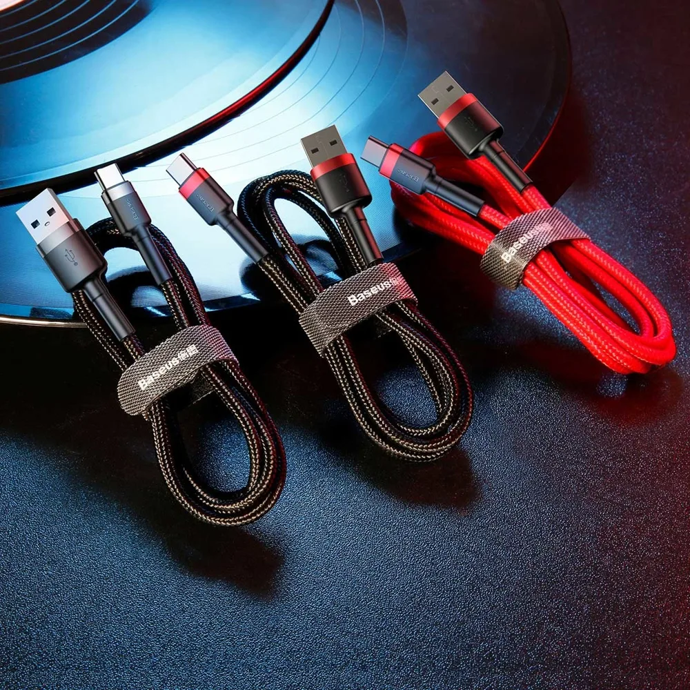 Odolný ohybný kábel USB-C QC3.0 3A 1 m, čierny a sivý 7
