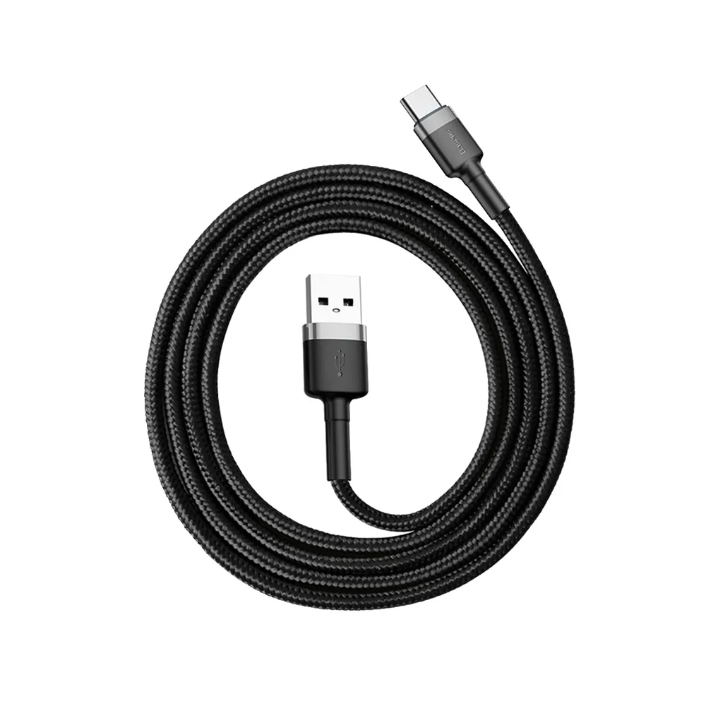 Odolný ohybný kábel USB-C QC3.0 3A 1 m, čierny a sivý 9